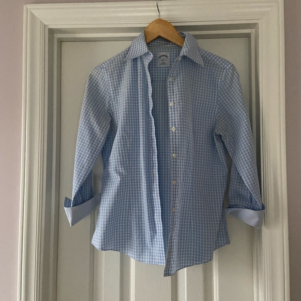 5 for $20 🎉 Brooks Brothers 346 Blue Checked Gingham Shirt Size 2
